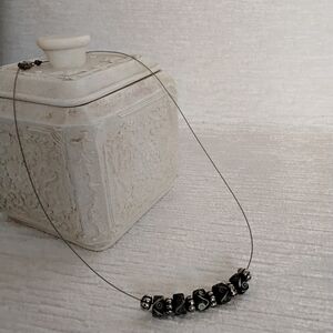 Handmade 18" Elegant Black and Silver Beaded Necklace Free Moving Beads